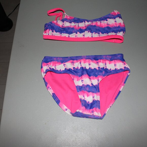 Purple & Pink 2 Pcs Justice Bikini Swimsuit Size 8 - Picture 2 of 11